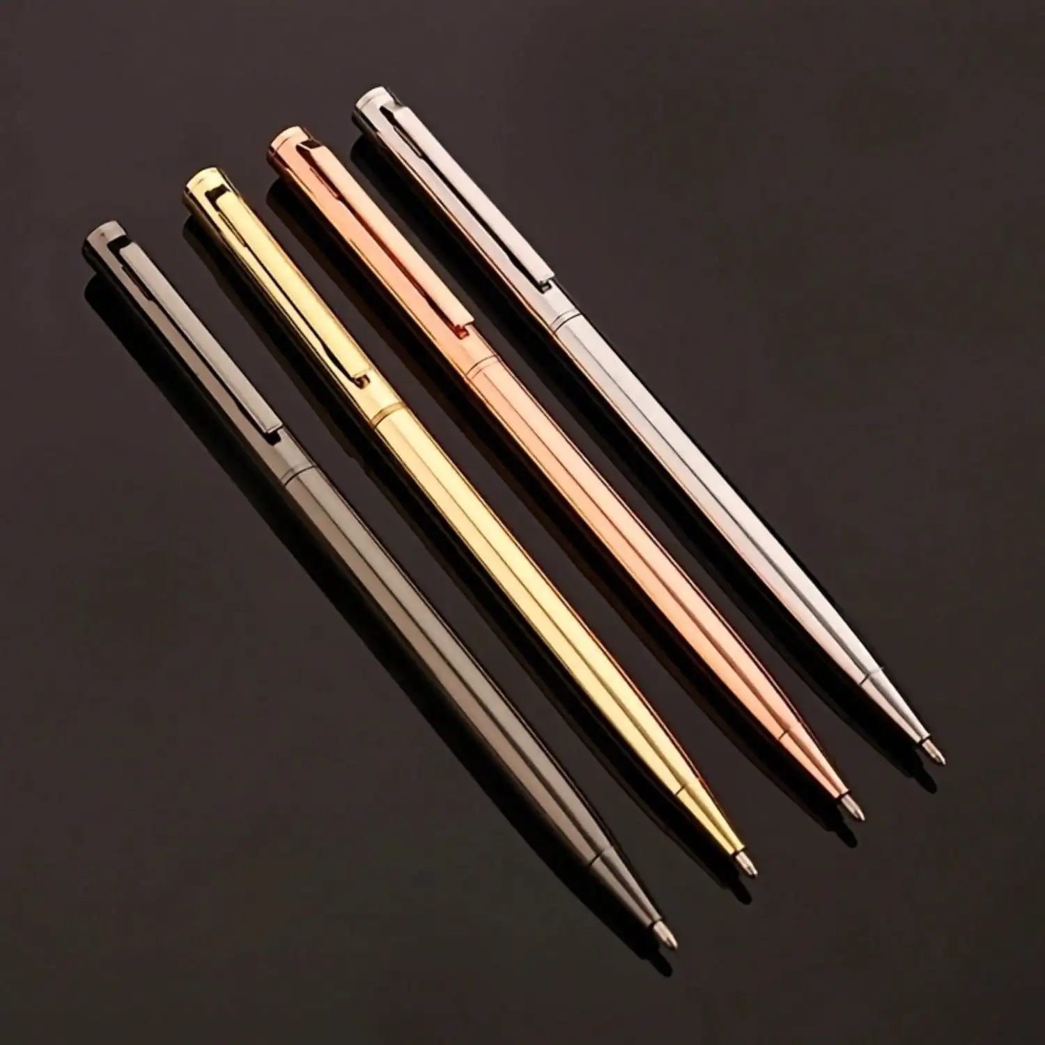 

4 Premium Metal Ballpoint Pens, Medium Nib, Retractable - Stationery And Signature Pens - Business, Office, Special Occasions, Weddings, And Gifts