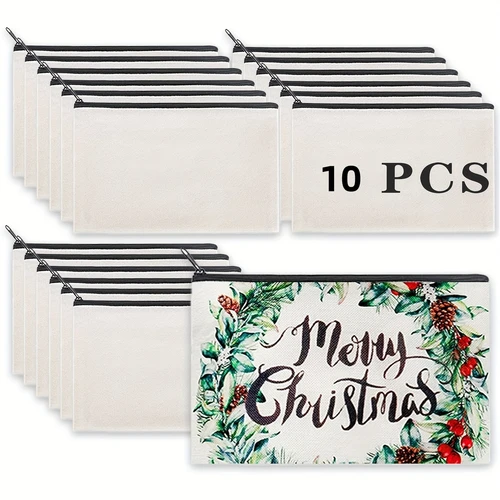 Imagen 1 del producto Bolsas de maquillaje de lona de sublimación personalizables, estuches de lápices de transferencia de calor Diy con ventana transparente, duraderos, elegantes y ideales para personas