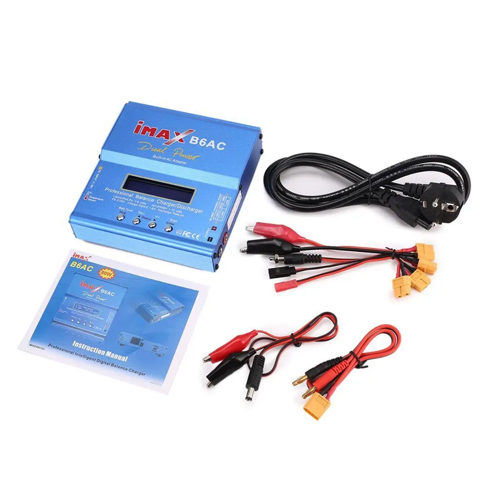 For iMAX B6AC 80W Battery Charger Lipo NiMh Li-ion Ni-Cd Digital RC IMAX B6 Lipro Digital Balance Charger Discharger+Adapter 10W