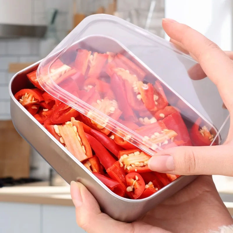 الفولاذ المقاوم للصدأ الطازجة حفظ صندوق ثلاجة محمولة حاوية تخزين المواد الغذائية التخييم نزهة طبق للسلطة منظم المطبخ حالات