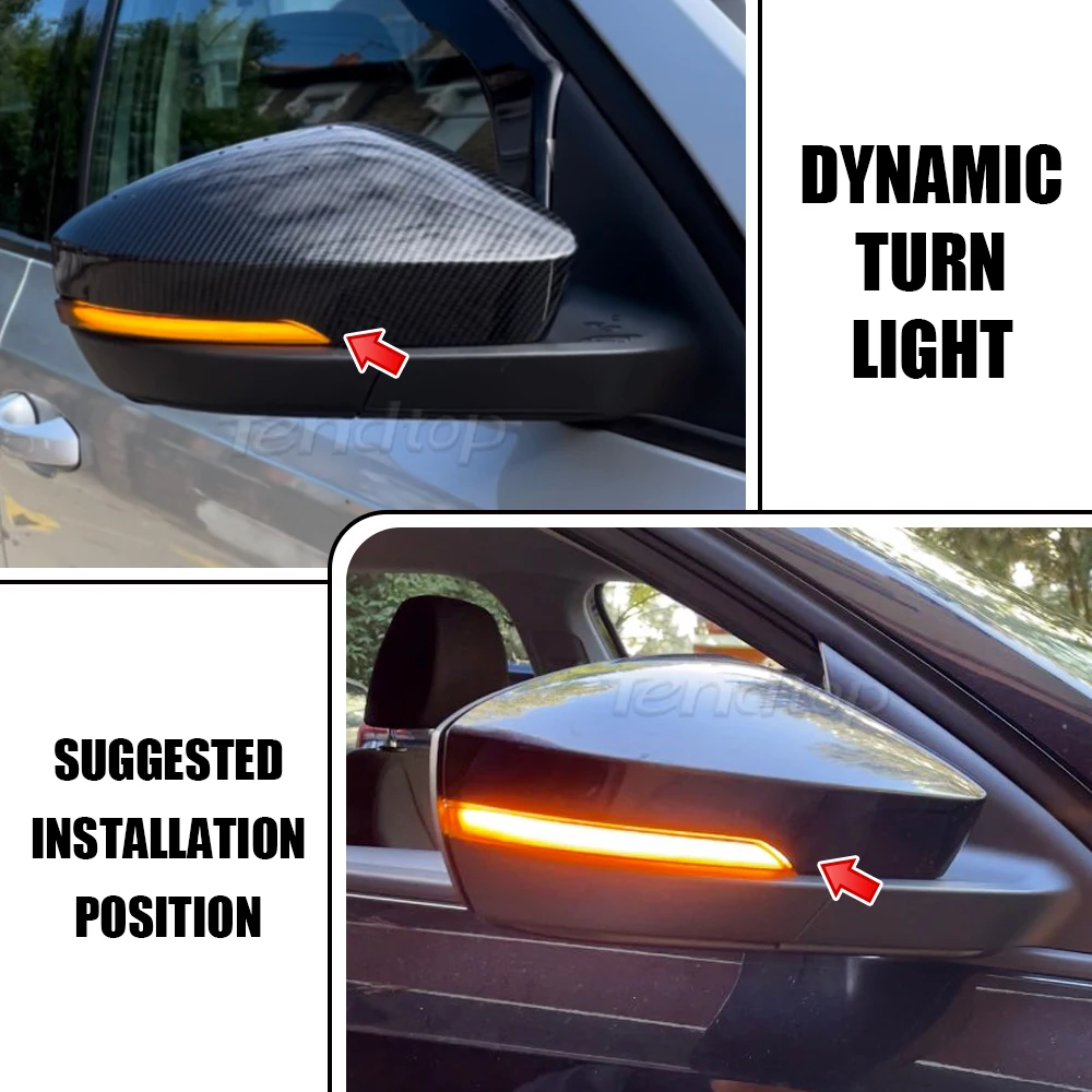 Dinâmico LED Turn Signal Light, Asa Lateral, Indicador Do Espelho Retrovisor, Blinker Repetidor, Skoda Octavia Mk3 A7 5E 2014-2019