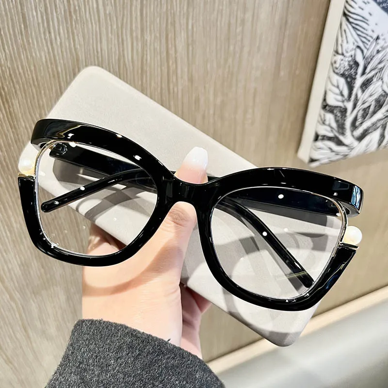 YOOSKE Luxury Eyeglasses Frame for Women Vintage Big Shape Glasses Frame Lady Glasses Ins Style Diamond Eyewear glasses