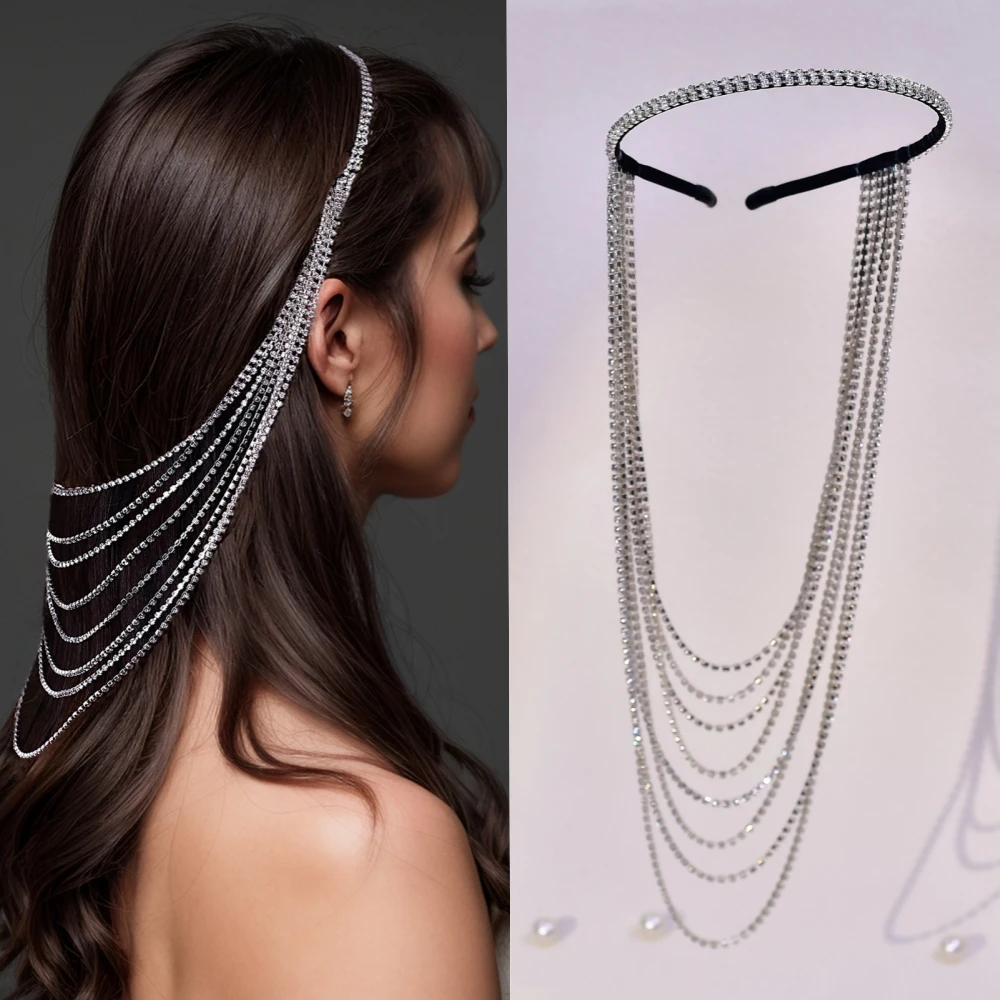 

Sweet and Chic Fringe Headband, Wedding Hair Accessory, Sparkling Hair Chain, Versatile Party Jewelry, Women's Accessories SA27