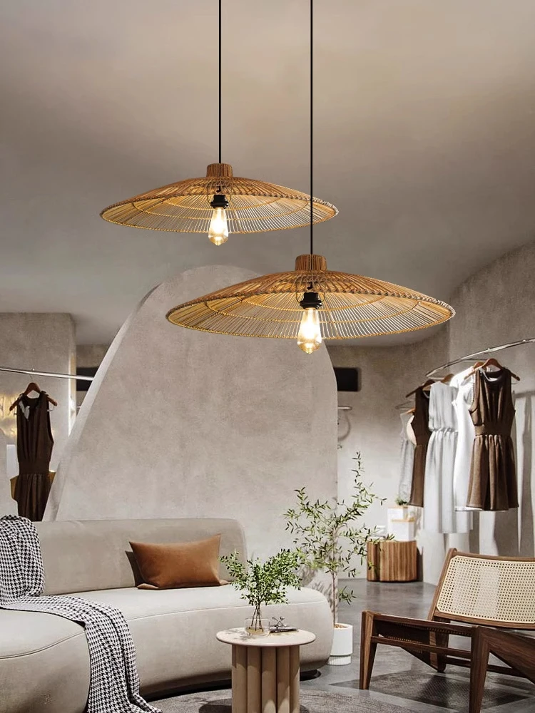 

Vintage LED Pendant Light Nordic Umbrella Handmade Rattan Lamp for Living Room Bedroom Hall Dining Rom Table Living Room Lustre