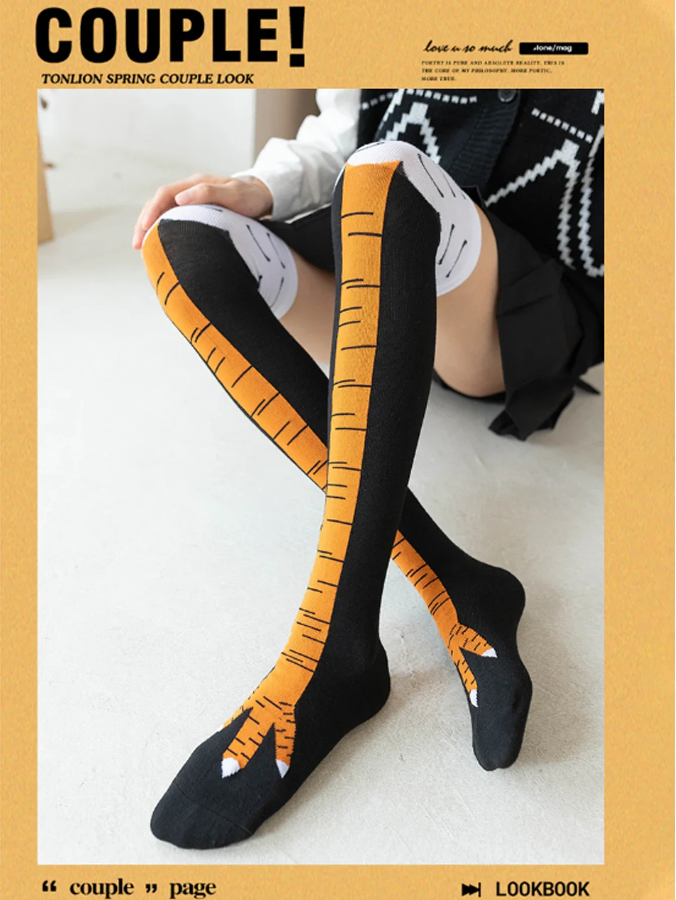 6pairs Over-The-Knee Chicken Feet Socks, Funny 3D Printed Fitness Personality Socks