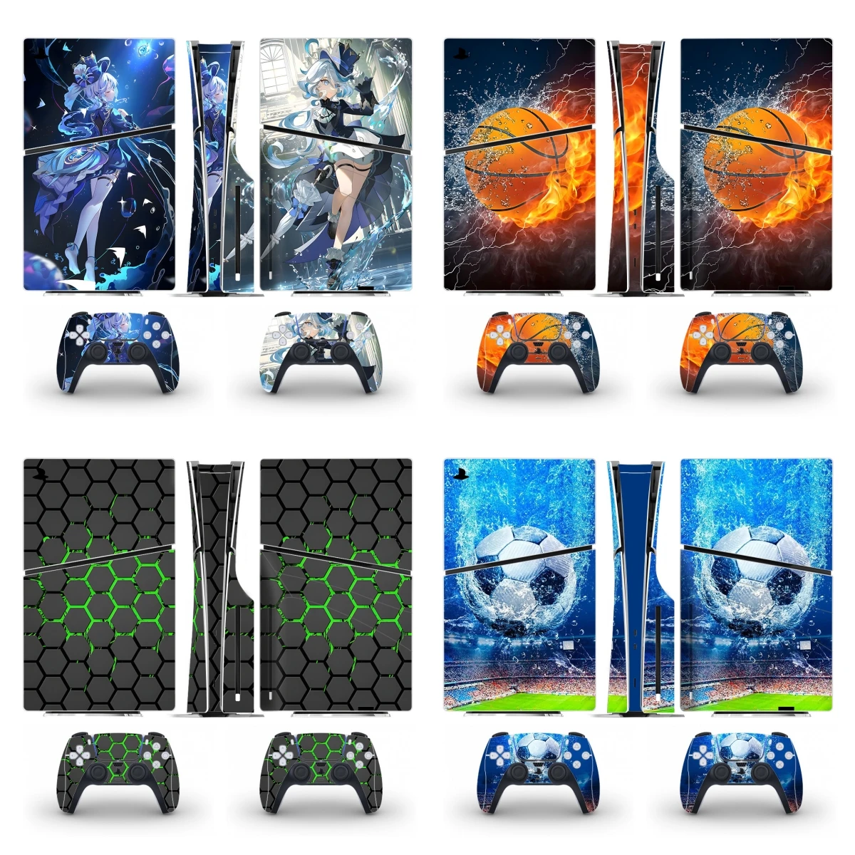Personalisierter PS5 Slim Disc Skin Aufkleber Dekor-Set für Konsole und 2 Controller Neuer PS5 Slim Disk Skin Vinyl