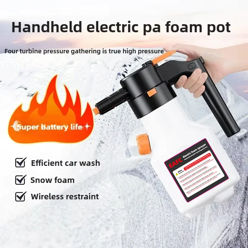 EAFC 2L Electric Foam Sprayer Handheld Snow Wireless Charging Foam Cannon Motorized Car Wash Sprayer for Car Wash Foam Wash
