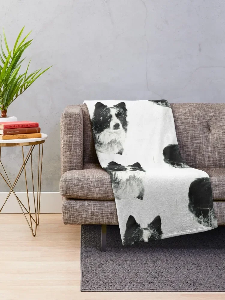 Working Winter Collie Throw Blanket Hairys manga Blankets