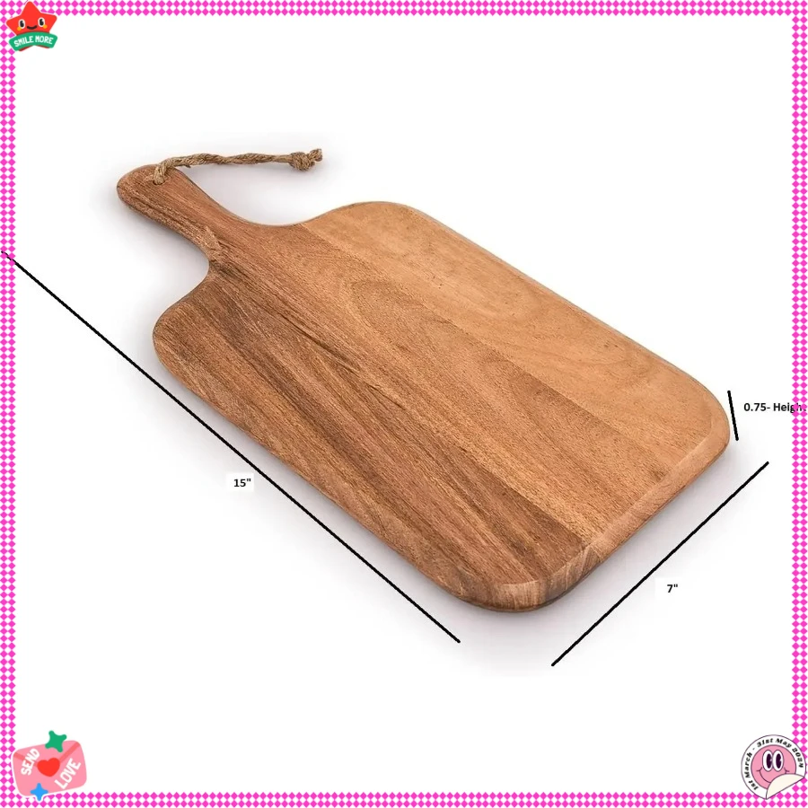Разделочная доска из акации для мяса, сыра, хлеба, овощей и фруктов с ручками (15 x 7 дюймов)