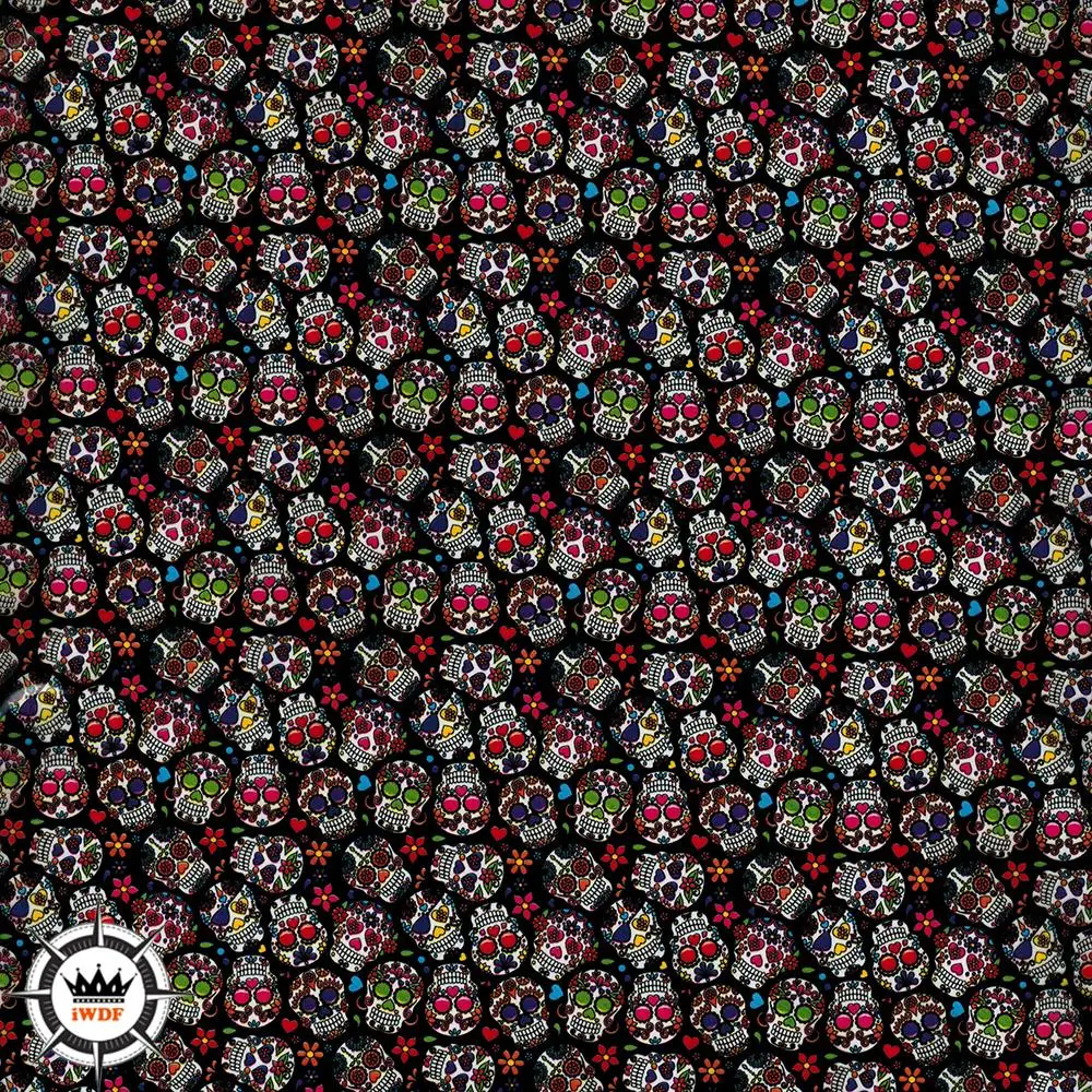 WDF1074 20 Meter Length Width 0.5M Water Transfer Printing Film Skull Pattern