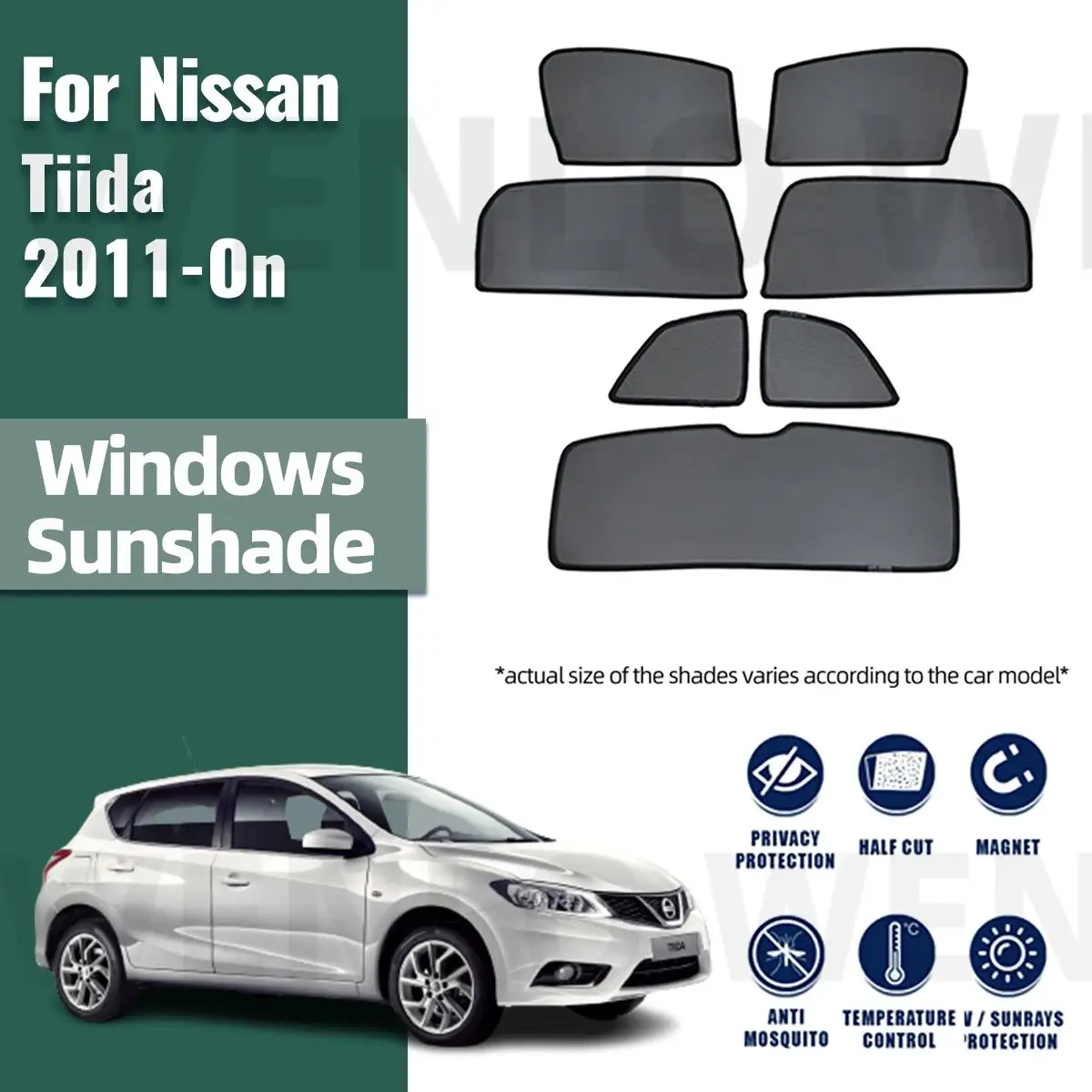 

For Nissan Tiida Pulsar C13 Hatchback 2013-2018 Car Sunshade Magnetic Front Windshield Curtain Rear Side Window Sun Shade Visor