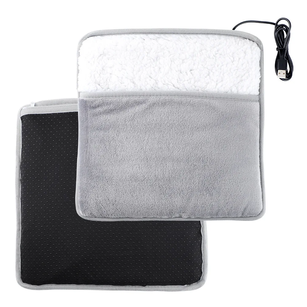 Winter Universele Elektrische Voetverwarming Pad USB Opladen Wasbaar Huishoudelijke Voetwarmer Verwarming Zachte Pluche Voetverwarmingsmat 29cm