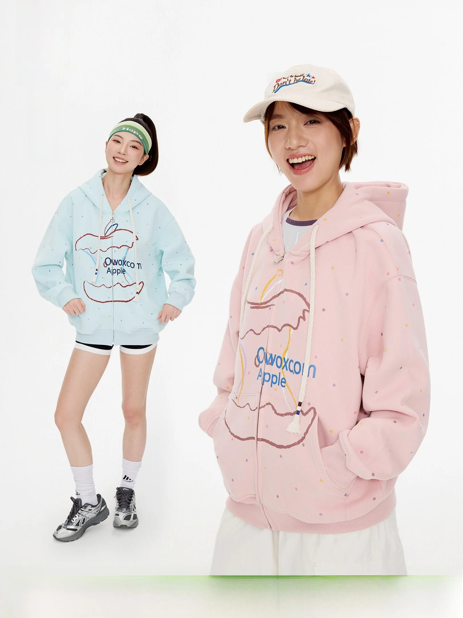 

OWOX Худи-кардиган в горошек, повседневная весенняя одежда для пар, хлопковая, с длинными рукавами, на молнии