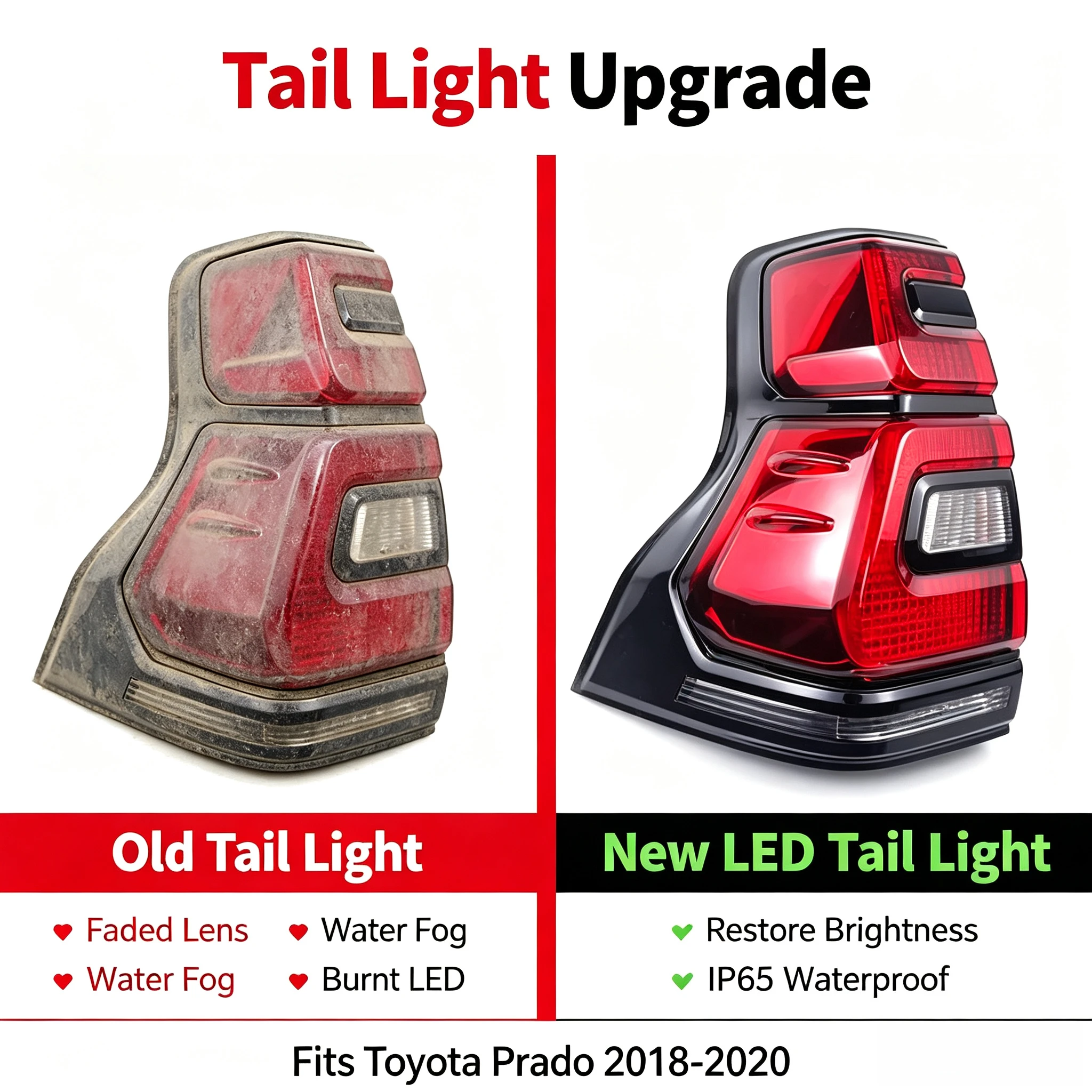 Moggic LED Rear Tail Light Lens Cover For Toyota Land Cruiser Prado 2018 2019 2020 New Model Version Left Right Side