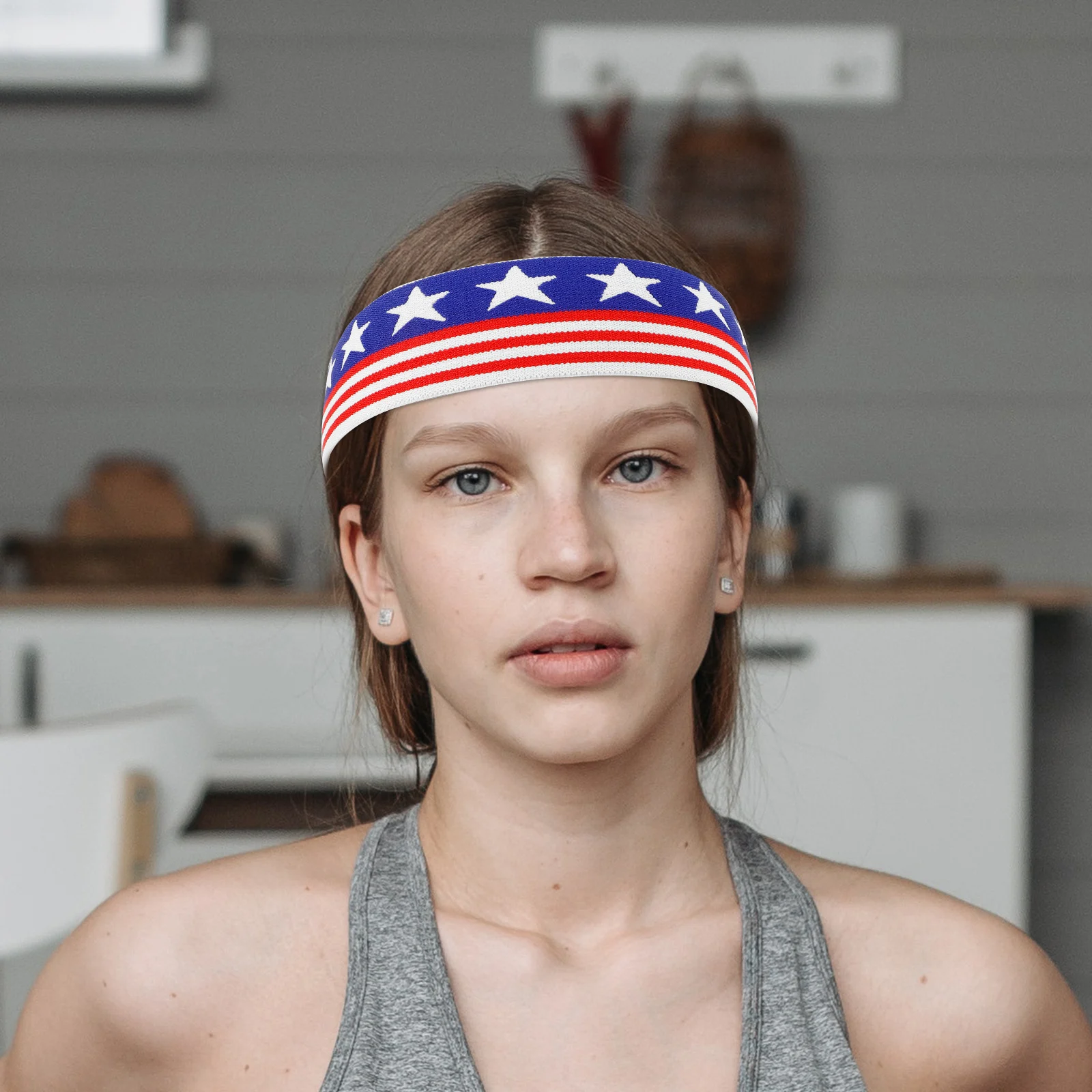 

2pcs Sports Headbands For Women Elastic Sweat Absorbing Band Running Yoga Headband Fitness Workout Hairband National Flag Design