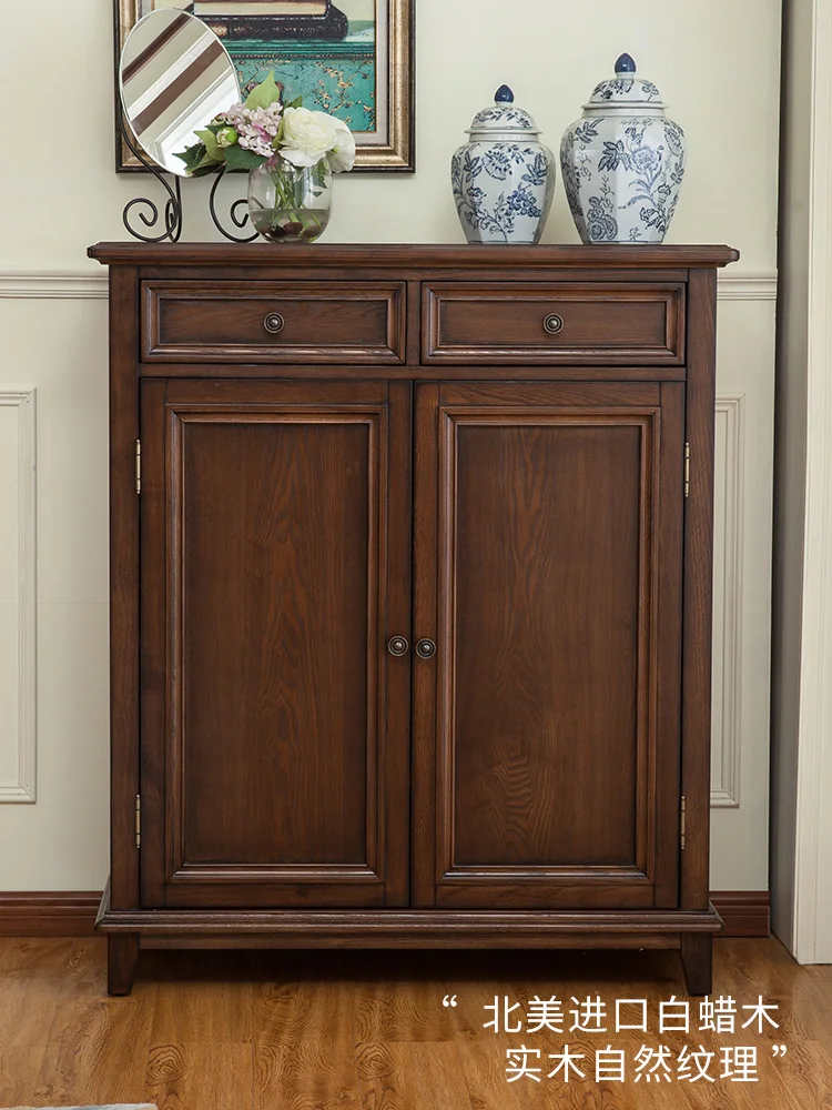 

American shoe cabinet, simple and beautiful solid wood shoe cabinet, foyer, porch cabinet, locker, household door shoe cabinet