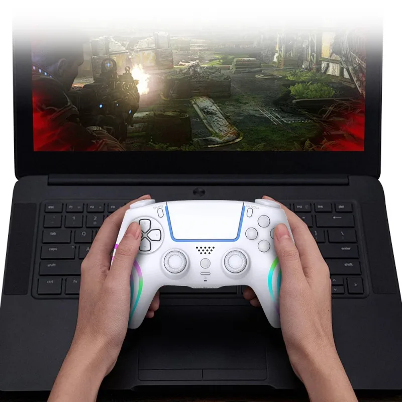 وحدة تحكم ألعاب لاسلكية لجهاز PS 5/PS 5 Slim/PS 5 Pro/PC BT 4.0 مع مقبس 3.5 ملم وزر برمجة لوحة اللمس