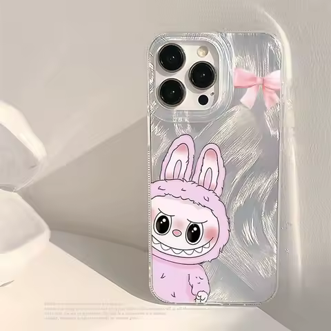 Cartoon Labubu Bow Phone Case For Samsung Galaxy S25 S24 S21 Ultra S23 FE S22 Plus A16 A26 A33 A34 A35 A36 A54 A56 A15 A55 Cover