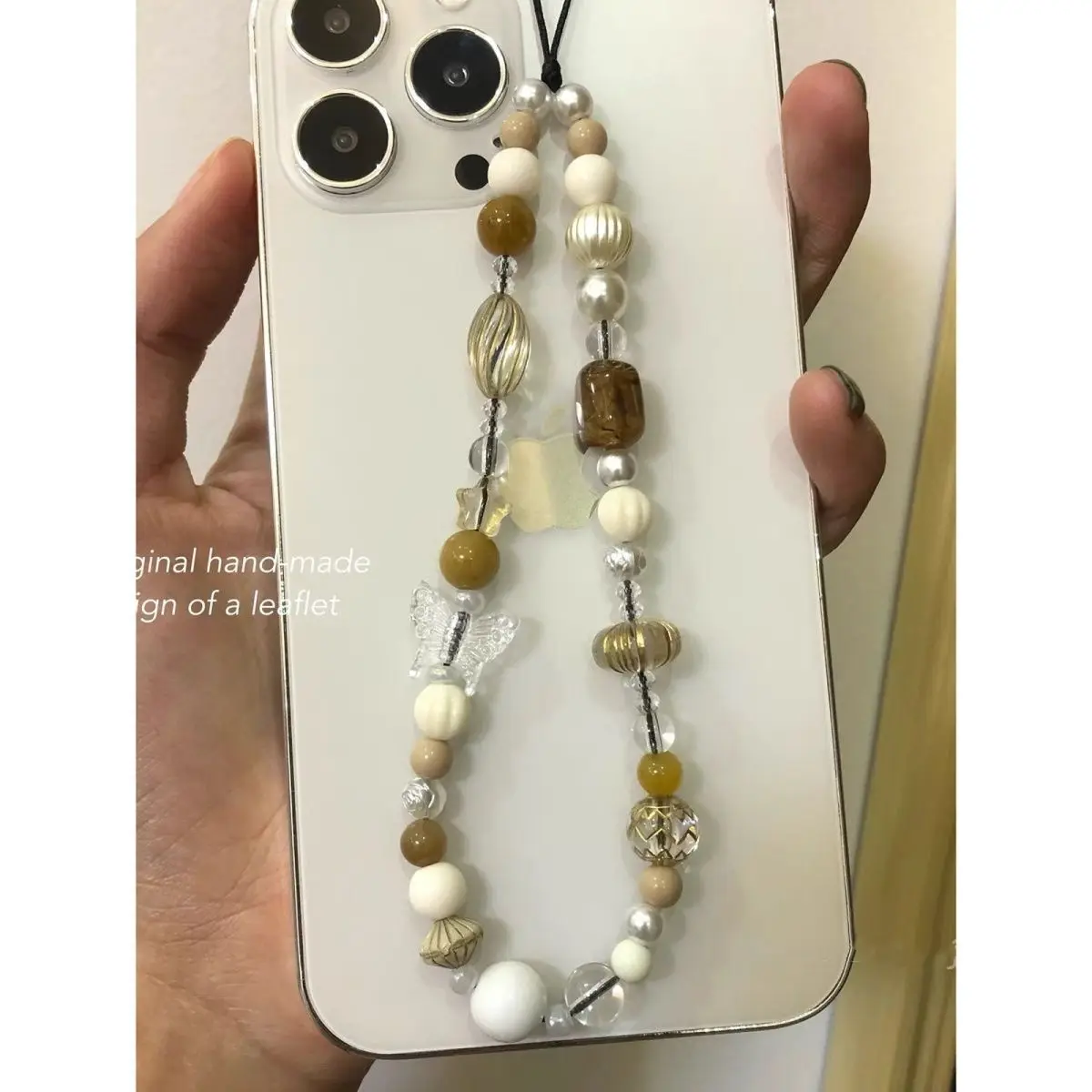 Retro Brown Beaded CCD Hanging Rope with Anti Release Rope New Phone Case Accessories