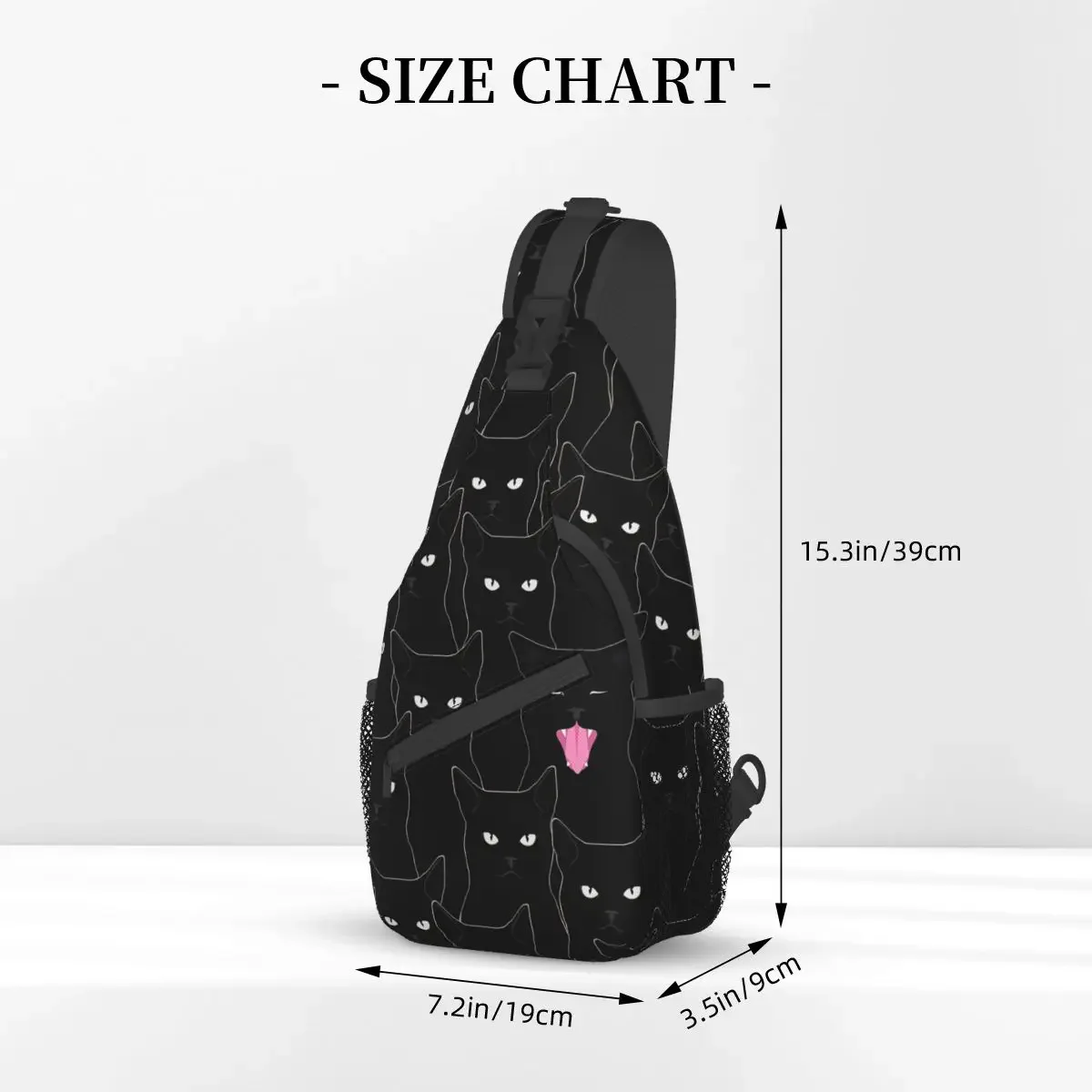 Black Cats Crossbody Chest Bags Black Cat Pockets Travel Pack Messenger Sports Teens Shoulder Bag Unisex