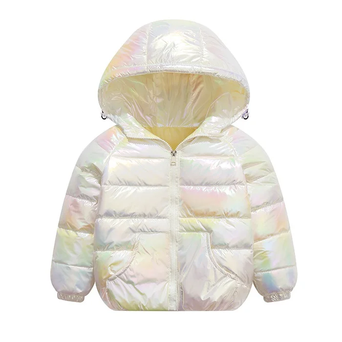 3-8-year Children\'s coat winter plush warm down jacket Baby cartoon colorful cotton jacket letter printed hooded cotton jacket