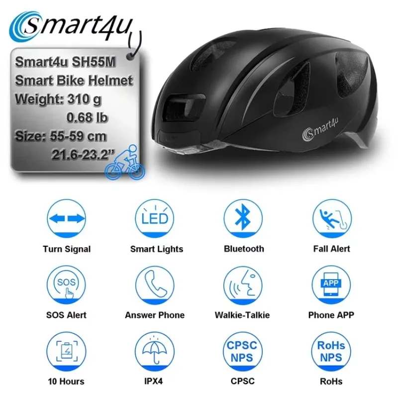 2025/smart4u oem capacete de bicicleta com luz de sinal scooter e-bike seguro casco de bicicleta con luz capacete para montanha elétrica bi