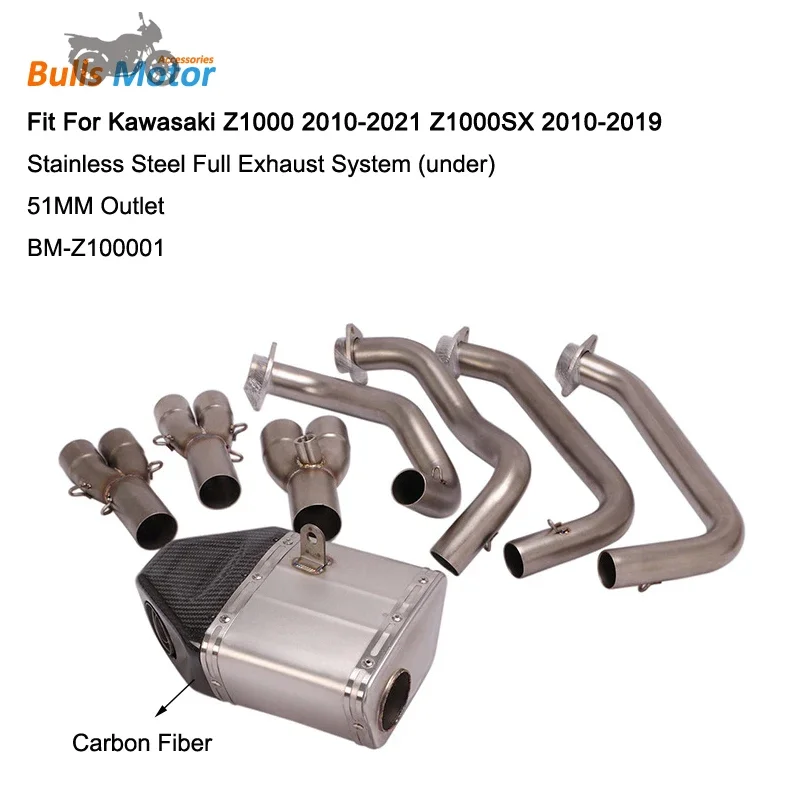 Motorcycle Full Exhaust System Under For Kawasakis  Z1000 Z1000SX 2010 2011 2012 2013 2014 2015 2016 2017 2018 2019 2020 2021