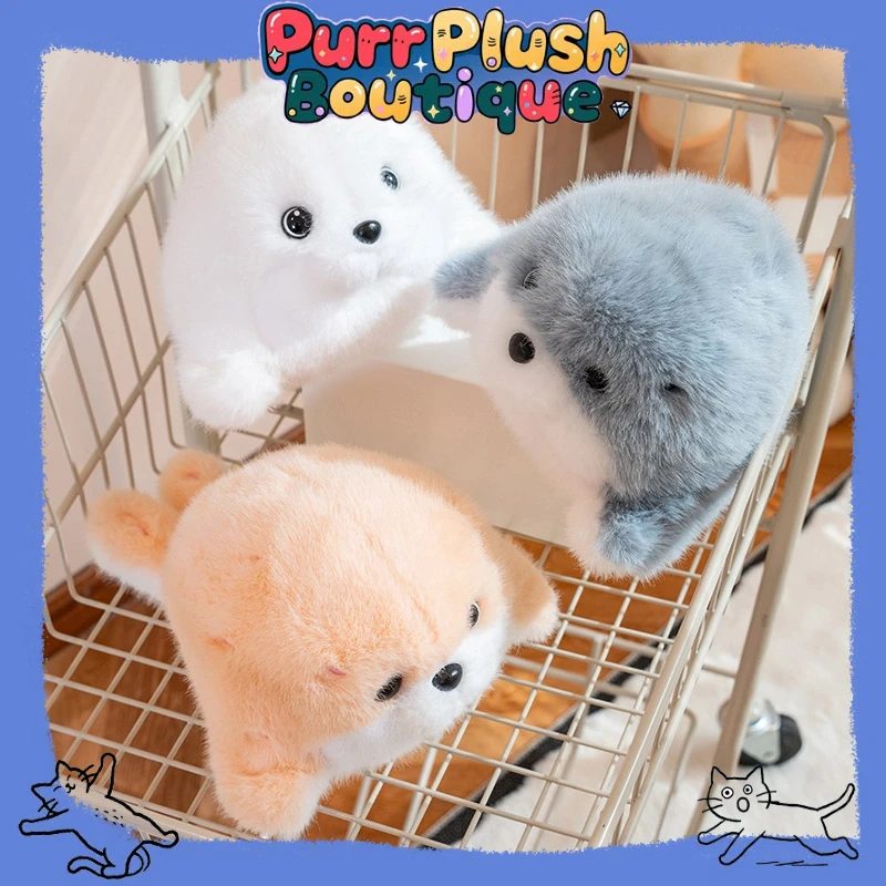 25cm Simulation Marine Organism Fatty Seal Plush Toy Kawaii Stuffed Animal Black Tiger Whale Soft Baby Kids Sleeping Dolls Gifts