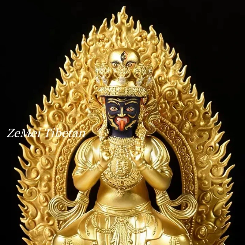 Tibetan-Style Brass Zha Ji Lam Buddha Statue, Buddhist Item Altars Desktop Decorative, Mini 10cm Wealth God With Open FaceX15
