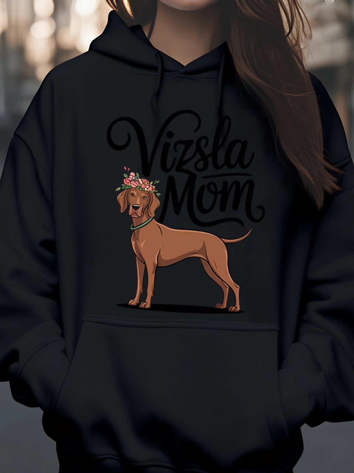 Vizsla Mom Dog Print Hoodie ملابس كاجوال لعيد الأم للنساء هدية لمحبي الحيوانات الأليفة #1