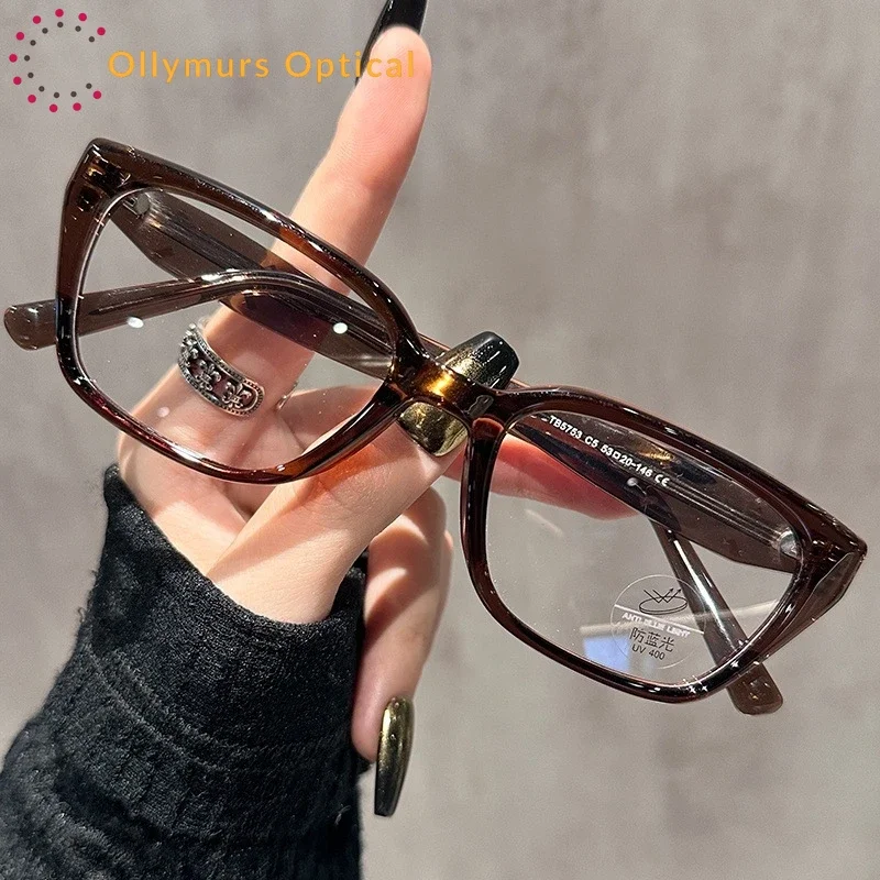 OLLYMURS عين القط موضة قصر النظر الشارع نظارات طبية هندسية النساء نظارات القراءة اللونية وصفة العدسات البصرية