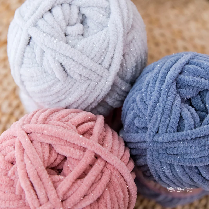 Soft Thickness Shiny Glitter Yarn for DIY Knitting, Crochet Threads, Sweater, Scarf, Hat, 59m, 50g