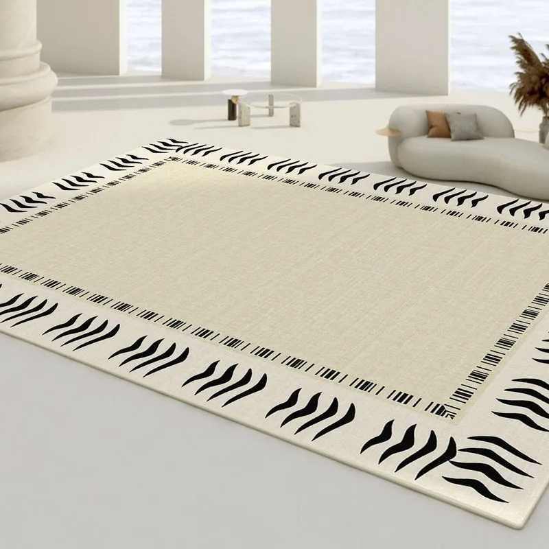 

Beige Artistic Stripes PVC Leather Kitchen Rug Waterproof Oil-proof Stain-resistant Carpet Large Area Non-slip Floor Mats Tapis