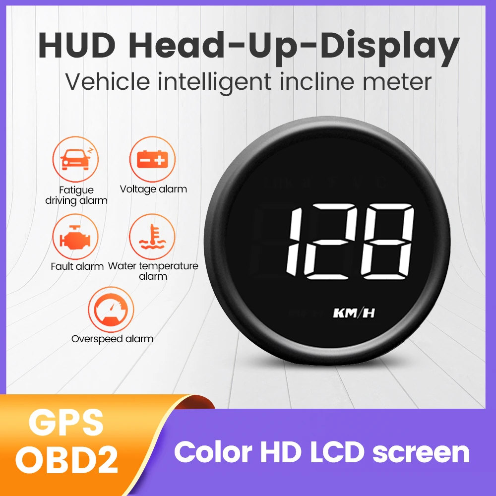 

Car Accessories For GPS OBD2 HD LCD Screen HUD Head Up Display Vehicle intelligent incline meter 5 alarm functions For All Cars