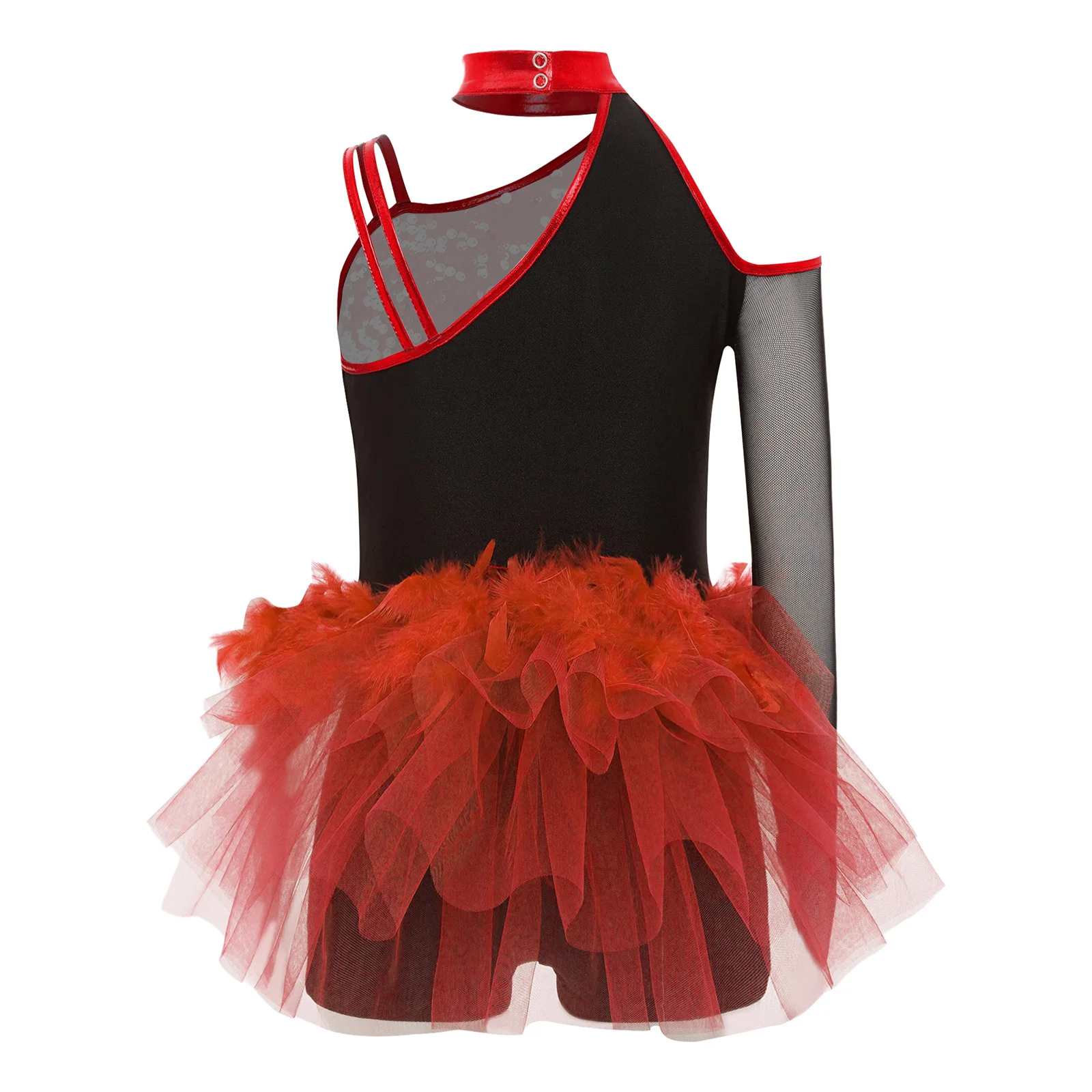 Children Sparkly Disco Jazz Dance Costume Kids Girls Unitards Tulle Skirted Leotard Unitard Streetwear Sequins Dressy Jumpsuit