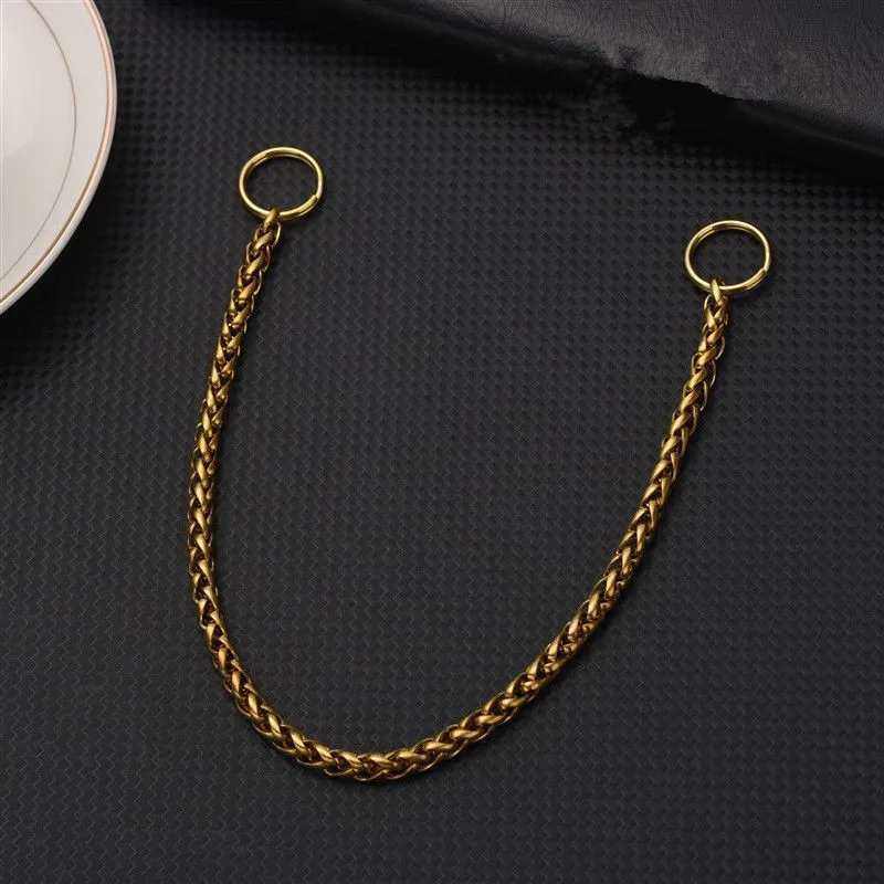 Solid Brass Key connector Men Belt Pants KeychainTrousers Jeans Wallet Chain Metal Bag Chain DIY Leather Crafts Accessories