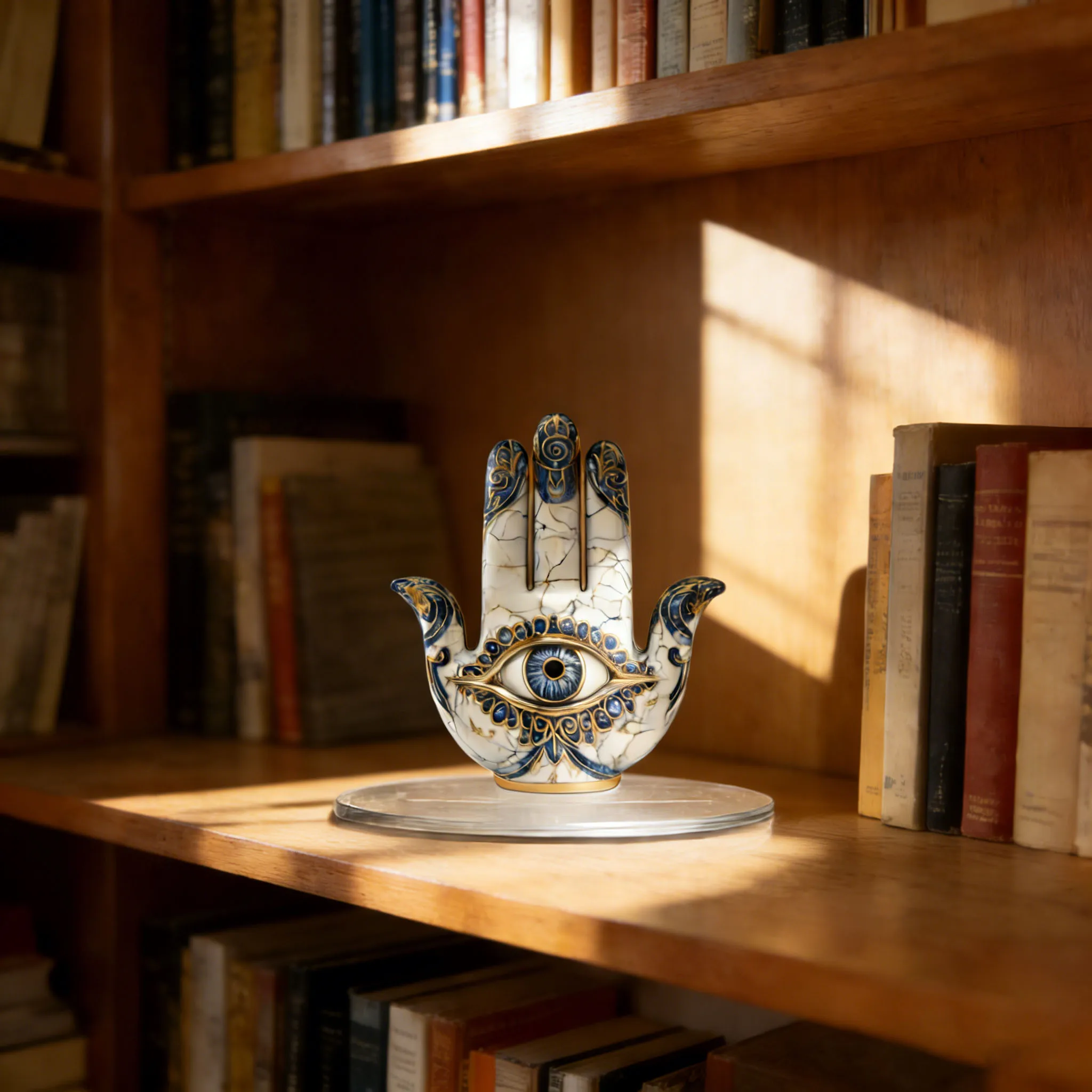 1 Elegant Eye-Shaped Decor With Blue And Gold Pattern Design - Symbolizing Protection And Vision, Suitable As Home Gift,2D Flat view 6