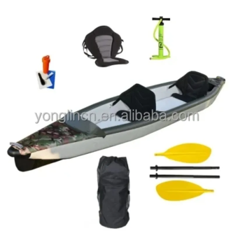 Creative Design 395cm 2 Person Inflatable Canoe Kayak Drop Stitch Portable Fishing Kayak For Sale