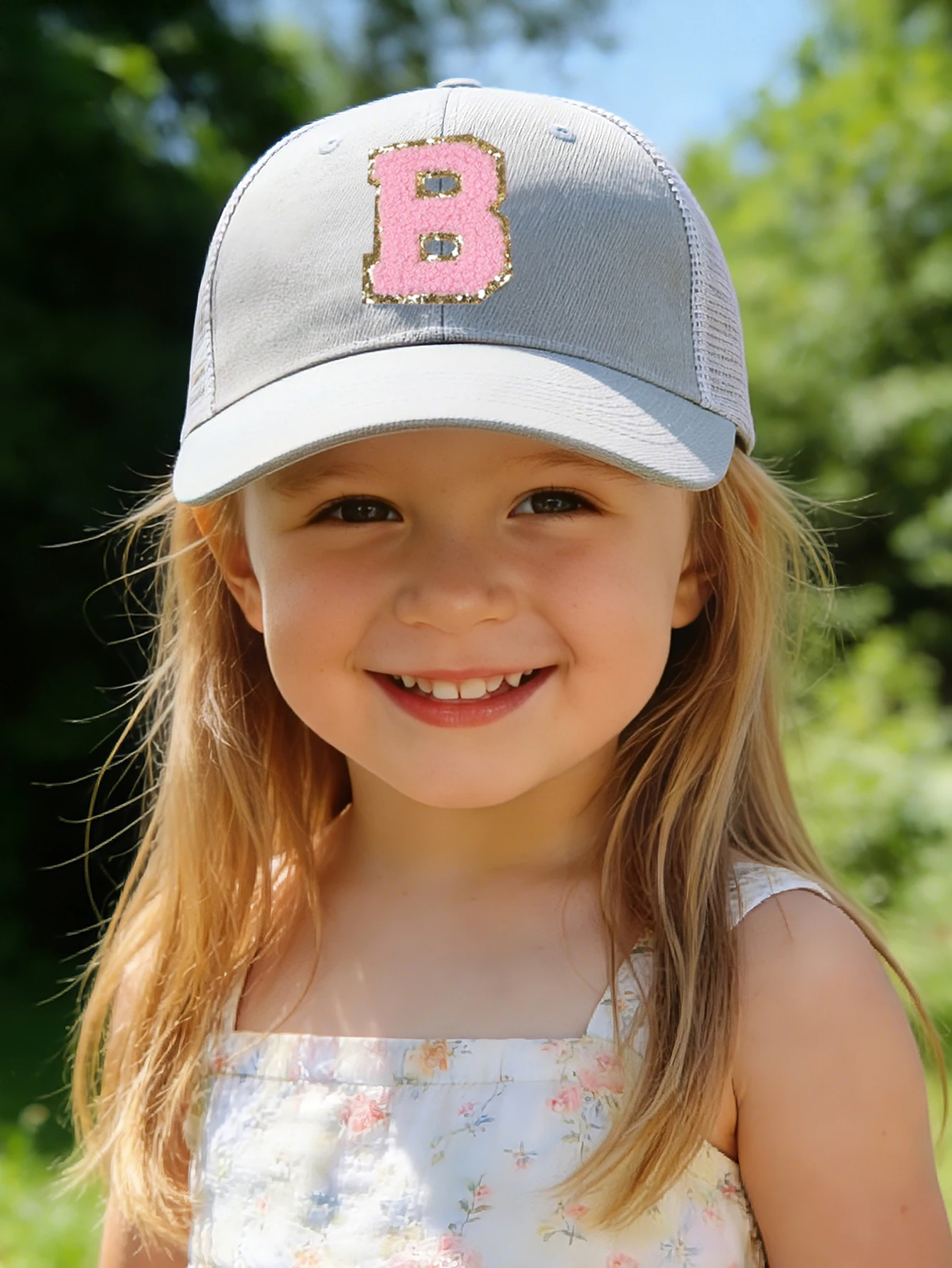 1pc Child's Grey 26 Letter Print Mesh Cap, Baby Unisex Baseball Sunvisor Hat, Suitable For Outdoor Activities And Daily Wear, Su view 3