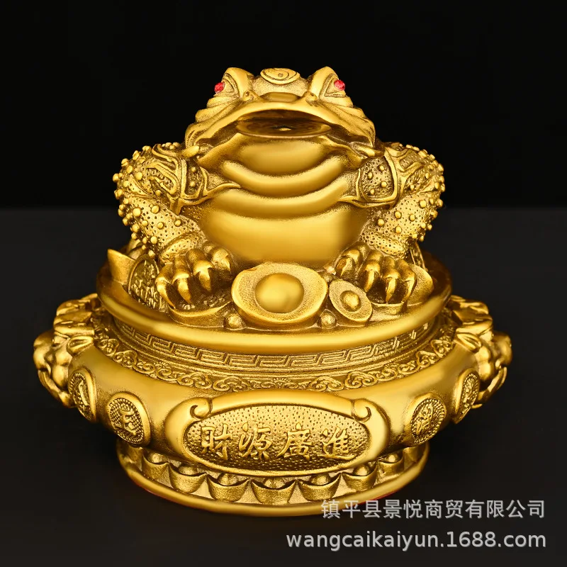 Copper and gold toad ornaments, pure copper treasure bowl, seven-star toad, three-legged toad, shop front counter, ingot toad