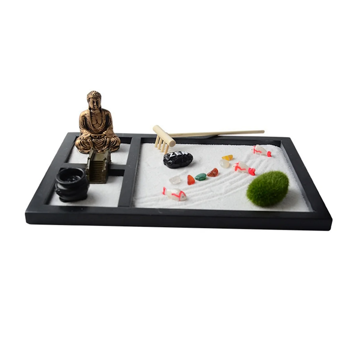 BAAU Japanese ZenGarden Kit for Desk - Relaxing Sand Box Set with Accessories for Office Tabletop Decor and MeditationGift