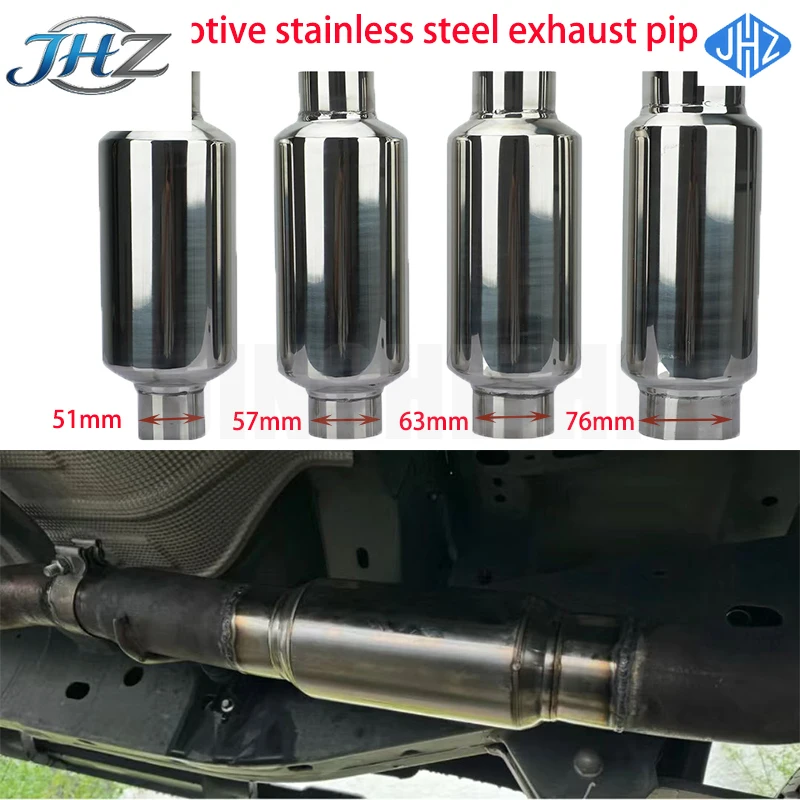 Universal Car Exhaust Muffler Resonator Stainless Steel Muffler Tip Exhaust Tail Tube 51MM 57MM 63MM 76MM