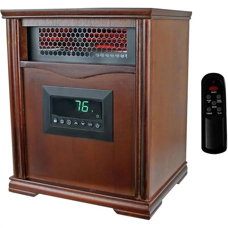 LifeSmart LifePro 1500W Portable Electric Infrared Quartz Space Heater for Indoor Use with 4 Heating Elements and Remote Control