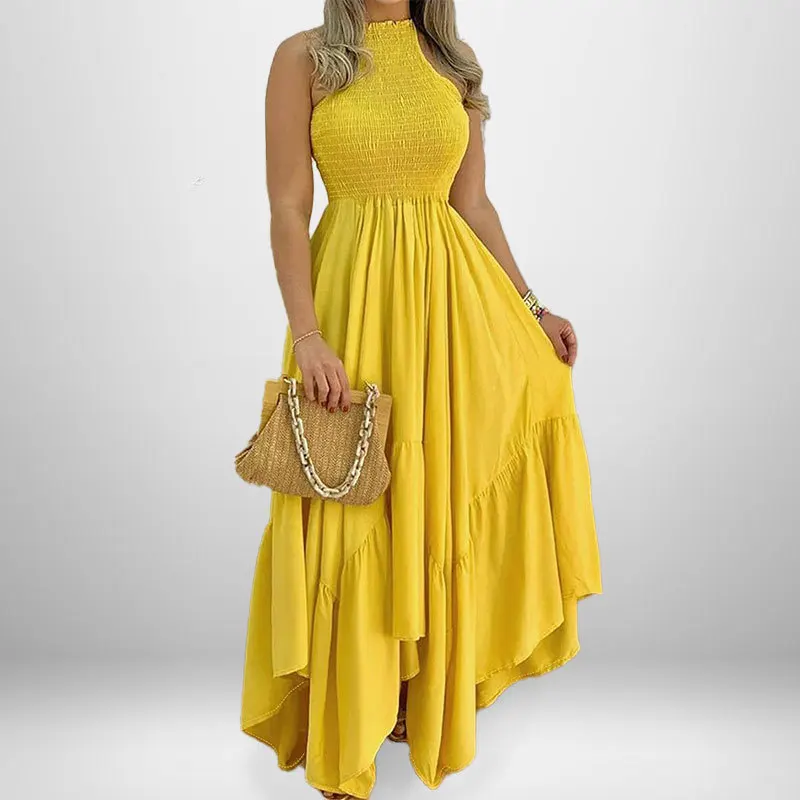 

TOY-2025Spring Women's New Sleeveless Solid Color Elegant Fashion Large Swing Dress