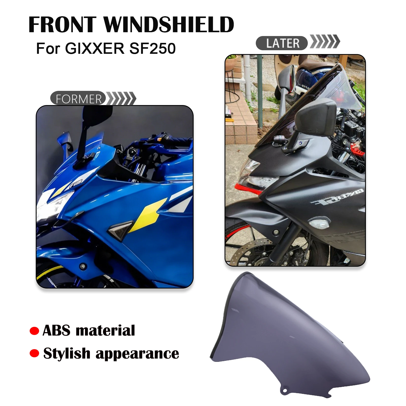 

Motorcycle windscreen visor windshield screen wind deflectors screen double bubble windshield For GIXXER SF250