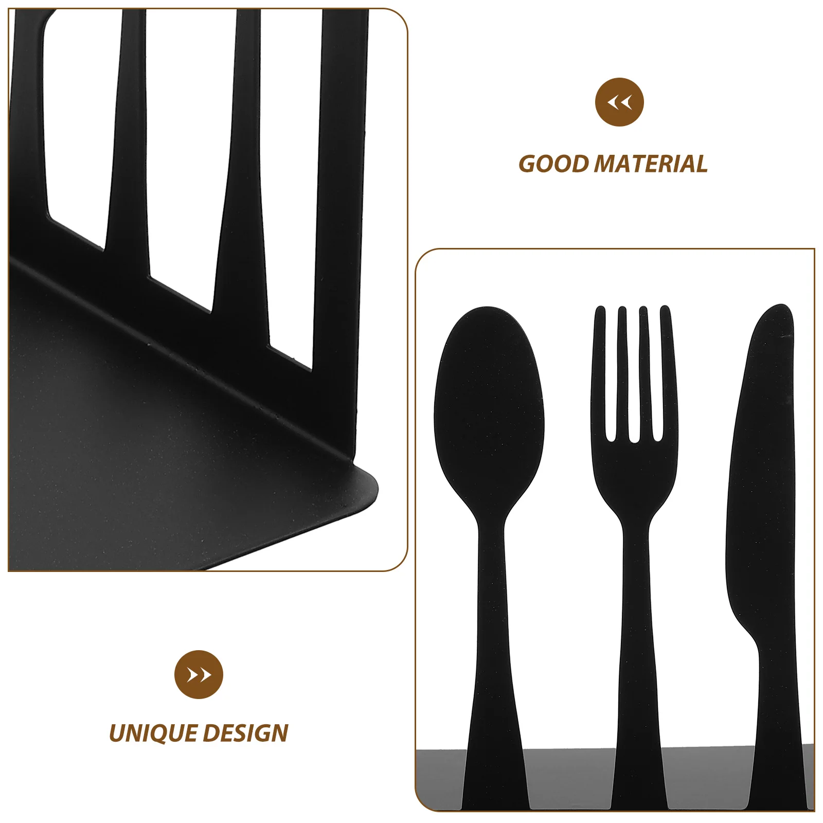 

2pcs Retro Kitchen Themed Book Holder Fork Cutter Spoon Decorative Bookend Study Supplies Iron Material Flat Bottom