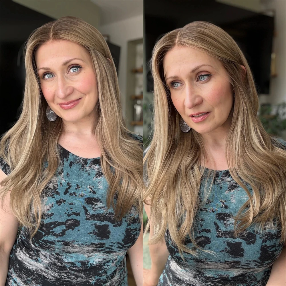 High Quality Wig 13x4 Free Part Ombre Blonde Brown Synthetic HD Lace Front Wig High Quality Glueless Wigs Small Large Size Cap