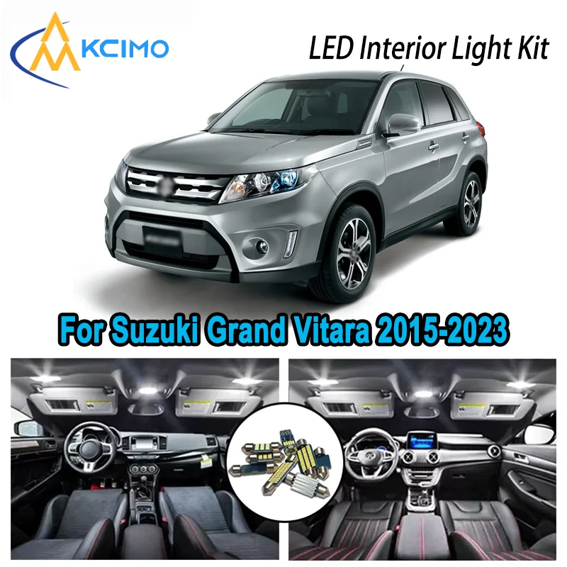 

Для Suzuki Grand Vitara Escudo MK4 2015-2023 Премиум Яркий светодиодный внутренний купол Карта багажника Комплект автомобильных светодиодных ламп Canbus без ошибок