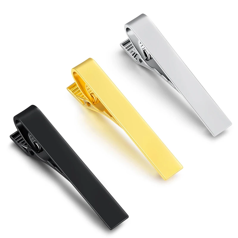 1 Piece Men\'s Short Tie Clip Silver Fashion 3 Color Simple Gold Male Collar 4.3cm