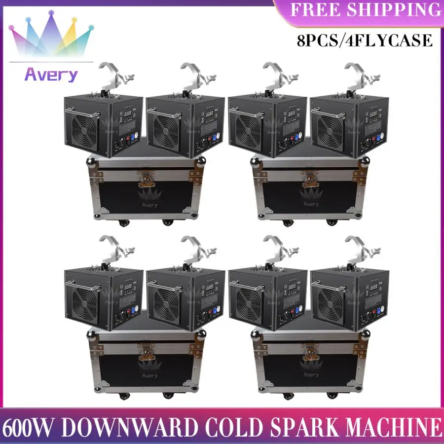 No Tax 4Flycases 8Pcs 600W New Sparklers Waterfall Fireworks Pyrotechnics Remote Dmx Control Cold Fire Machine Spark For Wedding